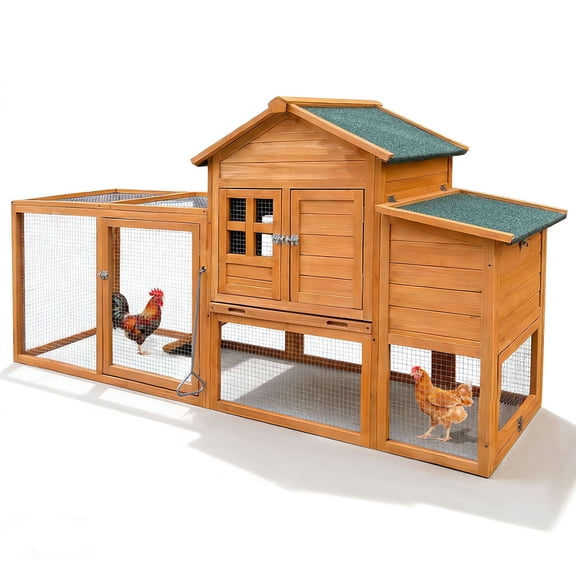 S-HOME Weatherproof 80 Inch Chicken Coop in Orange with Nesting Box and Sliding Door Removable Tray  for 2-6 Chickens  for Indoor and Outdoor Living