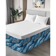 thumbnail image 4 of Abstract Marble Bed Skirt King Size 16" Drop Blue Gradient Gold Crack Texture Art Ruffled Wrap Around Bed Skirts Adjustable Elastic Bedskirt Dust Ruffle for King Size Bed, 4 of 7