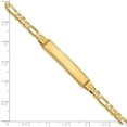 thumbnail image 4 of Auriga 14k Yellow Gold Figaro Diamond Cut ID Bracelet 7inch for Women, 4 of 6