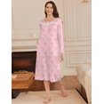 thumbnail image 2 of Ekouaer Long Sleeve Nightgowns for Women Long Sleepshirts Button Night Gowns Full Length Sleepwear with Pockets Flower Clusters, 2 of 6