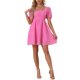 thumbnail image 1 of Vestido de manga corta de verano casual de INSPIRE CHIC para mujer, escote cuadrado, fluido, estilo A-line, vestido corto de playa para fiesta, rojo rosa XL, 1 of 5