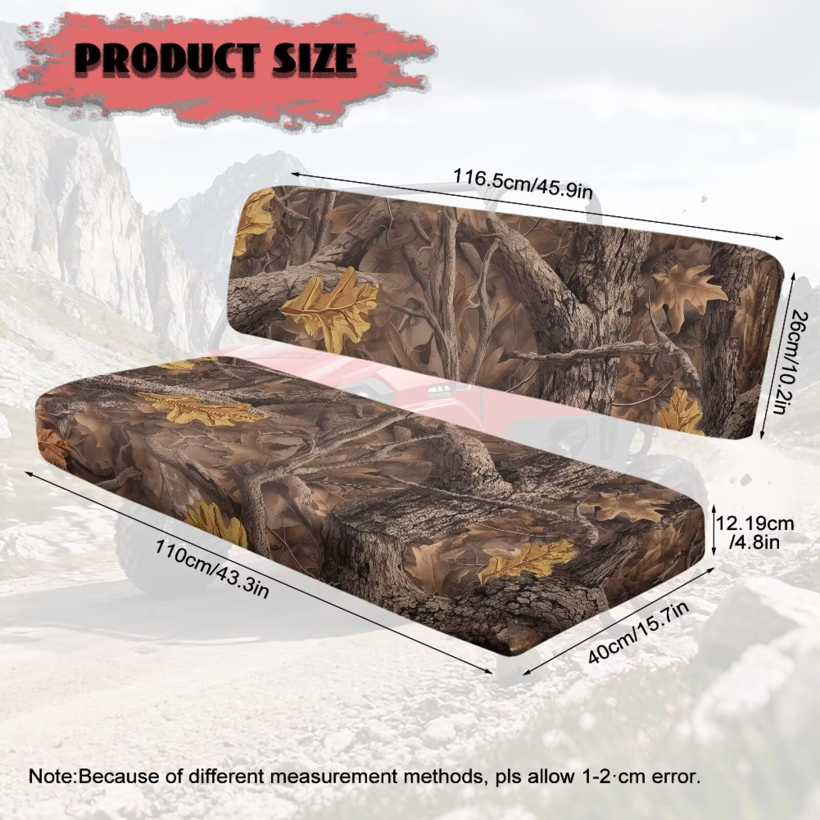 Yuyamidu 2 PCS UTV Seat Cover Set Camo Hunting UTV Front Seat Covers Compatible with Kawasaki Mule 300 3010 3020 4000 4010 2001-2023 2025 Brown Wood Seats Cover for Mule Accessory Parts