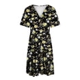 thumbnail image 5 of WaiiMak Femmes Été Tendance Décontracté Imprimé Col Rond Grande Taille Jupe à Manches Courtes Robe Midi, 5 of 5