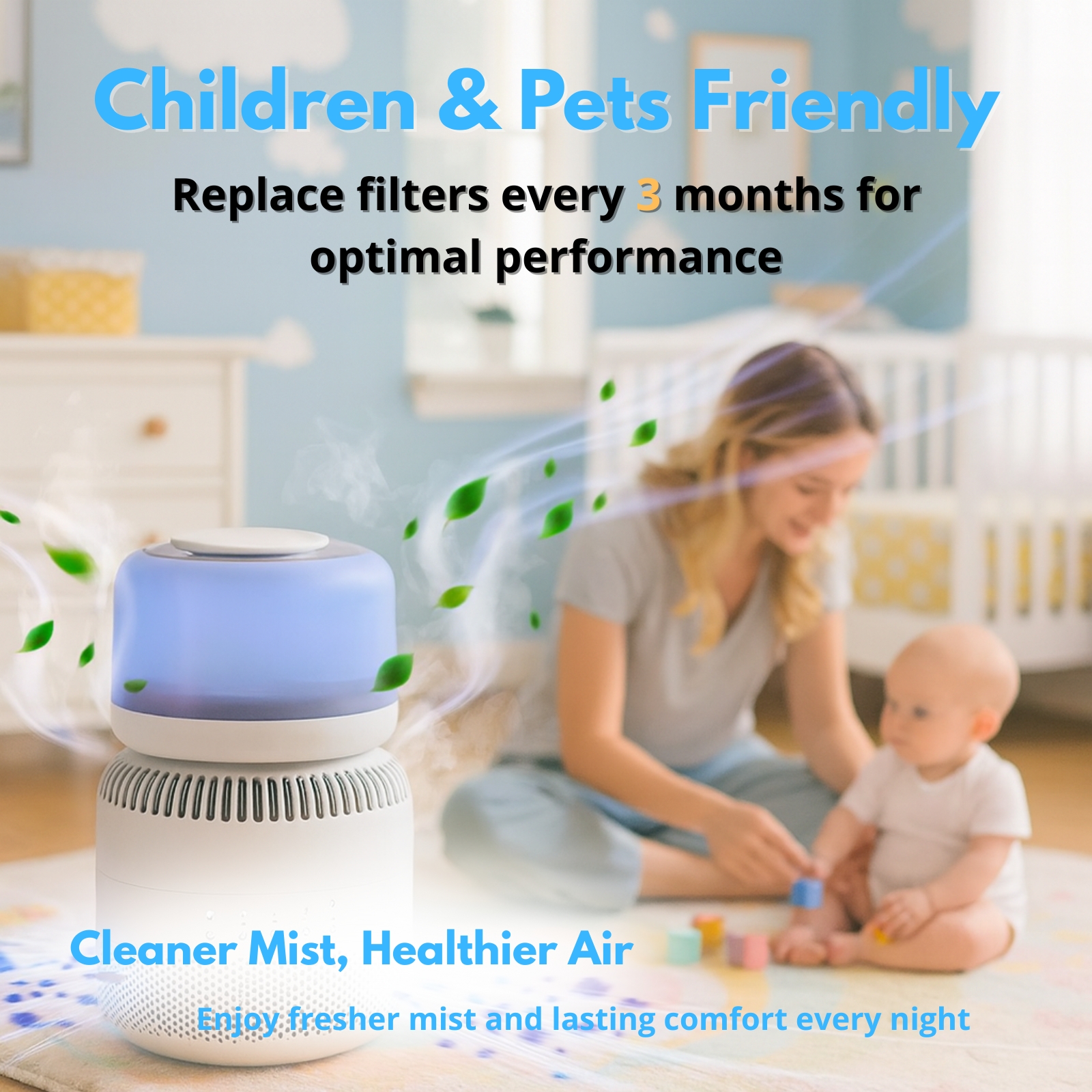 Nispira HEPA Filter Replacement Compatible with LEVOIT Sprout Evaporative Humidifier LEH-B381S, 2 Pack