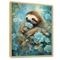 thumbnail image 2 of Designart "Aquatic Peace Sloth Bloom" Sloth Floater Framed Canvas Prints, 2 of 5