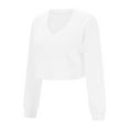 thumbnail image 2 of Vedolay Sweaters Womens Causal Long Sleeve V Neck Lightweight Corchet Pullover Sweater,White S, 2 of 5