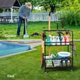 Garden Tool Storage Organizer with Wheels, Yard Tool Stand Holder