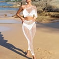 thumbnail image 2 of JSGEK Women Halter Neck Fishnet Crop Top and Pants Set Sheer Fabric 2 Piece Lingerie for Beach or Poolside White Free Size, 2 of 5