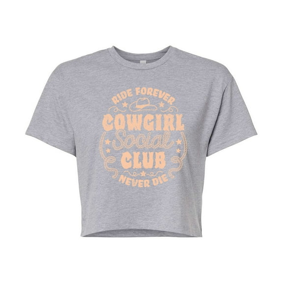 Instant Message - Cowgirl Social Club - Juniors Cropped Graphic T-Shirt