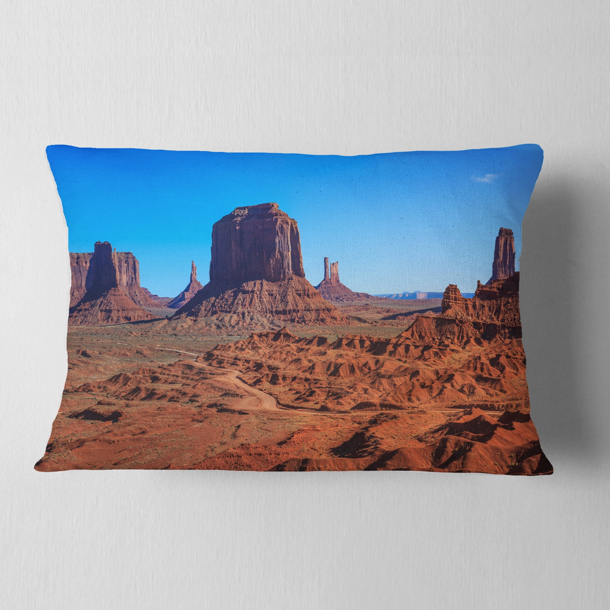 Designart 12" x 20" Blue Polyester Throw Pillow