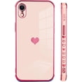 thumbnail image 4 of Compatible with iPhone XR Case Love Heart Plating Electroplate Luxury Elegant Case Camera Protector Soft TPU Shockproof Four Corner Back Cover iPhone XR Case -Pink, 4 of 5