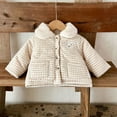 thumbnail image 6 of Baby Winter Coat Collared Plaid Print Fleece Lined Button Up Puffer Jacket with Pocket for Toddler Boys Girls (1 Years, Khaki), 6 of 7