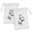 thumbnail image 1 of Rodeo Fabric Pouch Set of 2, Cowboy Riding a Wild Bull Minimalist Folklore Old West Extreme Sports, Drawstring Bag for Toiletries Masks and Favors, 9" x 6", Charcoal Grey and White, by Ambesonne, 1 of 2