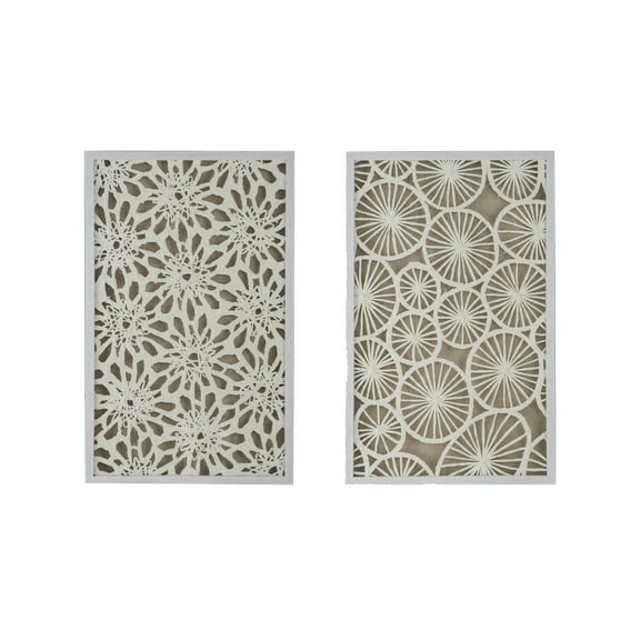 Shadow Box Wall Decor - Set of 2 - White Washed Frames - Decorative Wall Art for Living Room, Bedroom