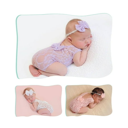 

Kaesi Newborn Infant Baby Bowknot Headband See Through Lace Romper Set Photo Prop