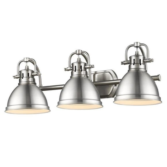 Duncan 3 Light Bath Vanity in Pewter with Pewter Shades