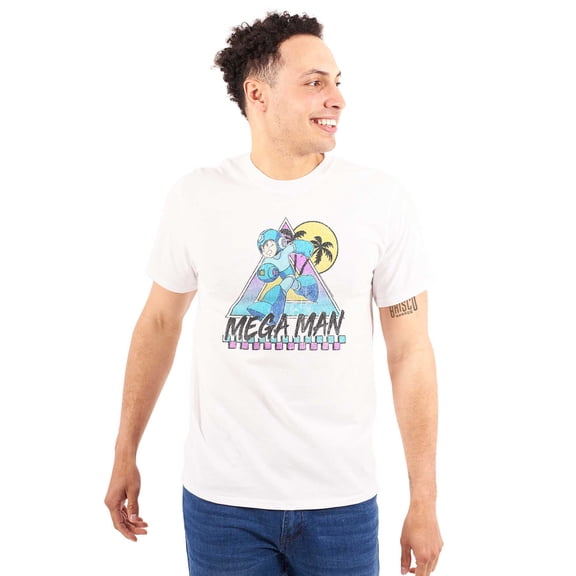 Mega Man Video Game Summer Vacation Men's Graphic T Shirt Tees Brisco Brands S