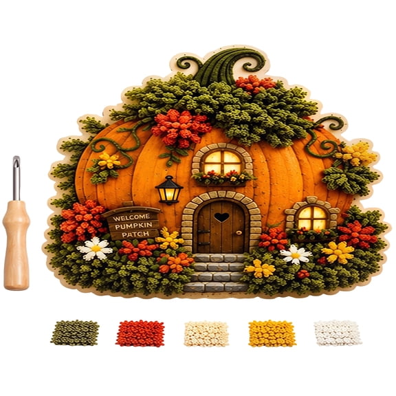 Whimsical Village 3D Fabric Poke Art Kit, Cottage Craft No Sew Press Technique Simple Illustrated Guide Fantasy Styles Relaxing Creative Hobby