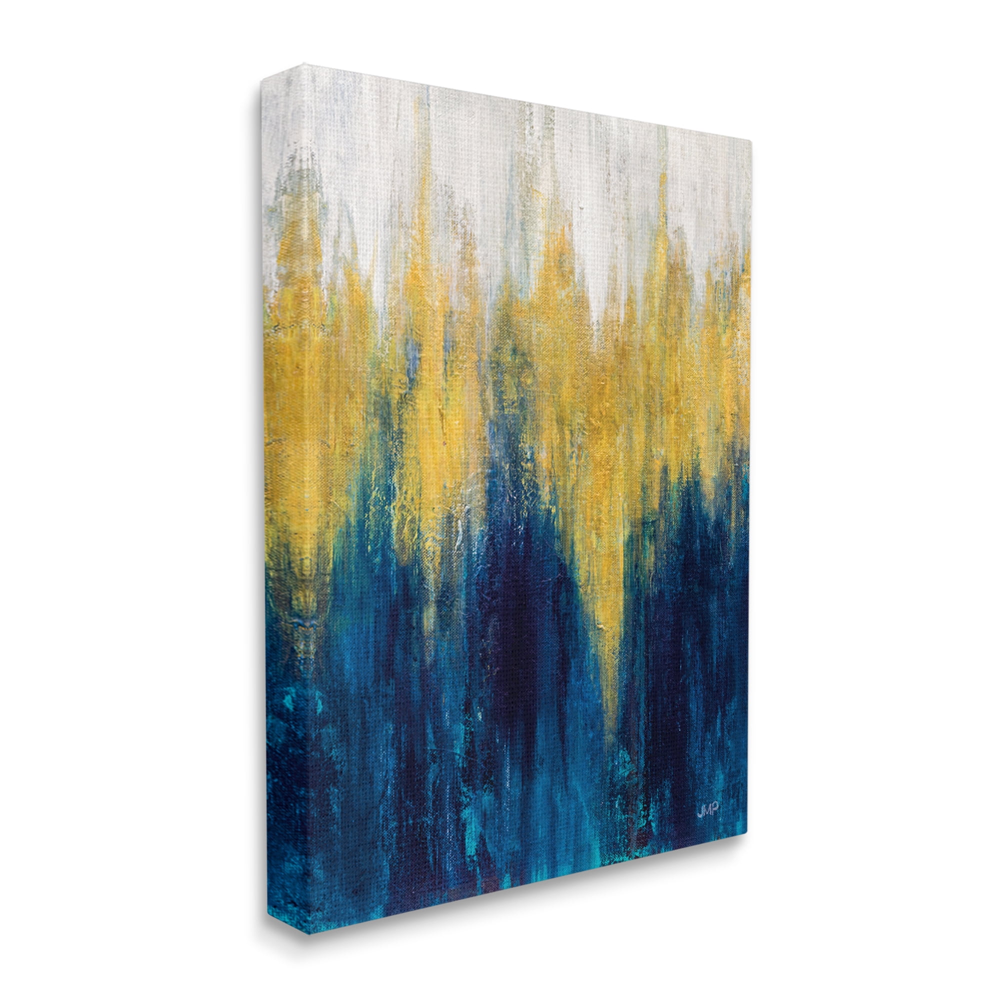 Stupell Industries Blue & Yellow Abstraction Abstract Painting Gallery Wrapped Canvas Print Wall Art, 16 x 20