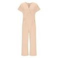 thumbnail image 5 of AUNVITO Women's Casual Loose Fit V-Neck Jumpsuit with Pockets Elastic Waist Summer Solid Rompers, 5 of 6