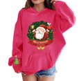 thumbnail image 2 of UACY Kids Girls Christmas Hoodie Fleece Lined Long Sleeve Hooded Cute Funny Santa Claus Graphic Sweatshirt Fall Winter Pullover Tops (Hot Pink, 4-5 Years), 2 of 5