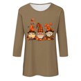 thumbnail image 4 of Leodye T-Shirts pour Femmes d'Halloween à Manches 3/4 à Col Rond, Automne, Halloween, Graphique Amusant, Haut à Manches Longues, Kaki 8(L), 4 of 4