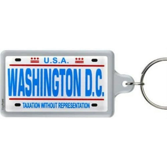 Washington D.C. License Plate Acrylic Rectangular Souvenir Keychain 2.25" X 1.25