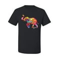thumbnail image 2 of Wild Bobby, Colorful Walking Good Luck Elephant Animal Lover Men's Graphic T-Shirt, Black, Small, 2 of 3