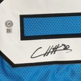 thumbnail image 2 of FRAMED Autographed/Signed Chuba Hubbard 35x39 Carolina Blue Football Jersey Beckett BAS COA, 2 of 2
