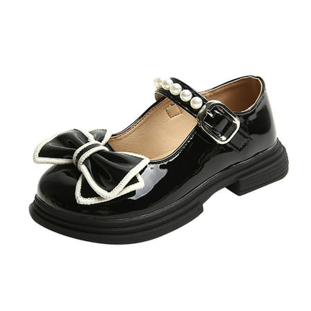 

TALKVE Fashion Autumn Girls Casual Shoes Thick Sole Round Toe Bow Pearl Buckle Cute Dress Shoes