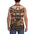 thumbnail image 4 of Fotbe Patriotic Deer Soldier Salute Men's Camiseta sin Mangas Estampada para Hombres, Playera Casual para Gimnasio, Entrenamiento, Playa-Small, 4 of 7
