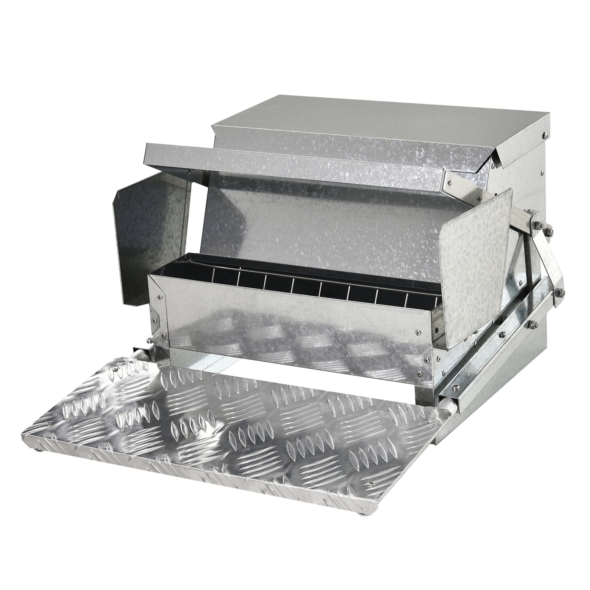 Automatic Chicken Feeder 25lbs - Galvanized Steel Poultry Feeder, Weatherproof Outdoor Chicken Feed Dispenser for 10 Chickens