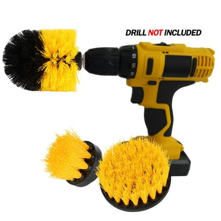3Pcs Drill Brush Attachment Set - Power Scrubber Brush Cleaning Kit - All Purpose Drill Brush for Bathroom Surfaces, Grout, Floor, Tile, Corners, Kitchen, Automotive, Grill - Fits Most