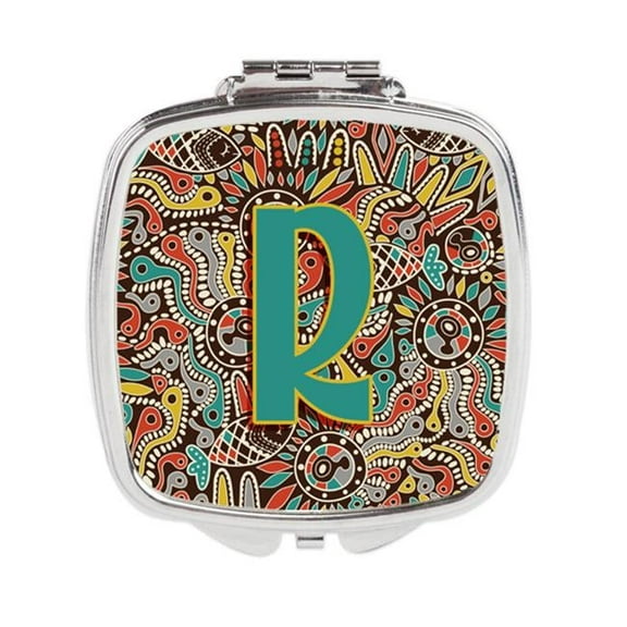 Letter R Retro Tribal Alphabet Initial Compact Mirror