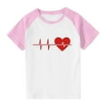 thumbnail image 4 of Sentuca Girls Graphic Tees, Short Sleeve Comfortable Crewneck Tees, Casual Valentines Day Shirts Size 7 Years, 4 of 8
