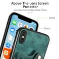 thumbnail image 3 of Wallet Case for iPhone X / XS, Ring Holder Kickstand Retro Premium Leather Credit Card Holder [ RFID Blocking ] Case with Wrist Strap Back Magnetic Clasp Flip For iPhone X / XS, Green, 3 of 14