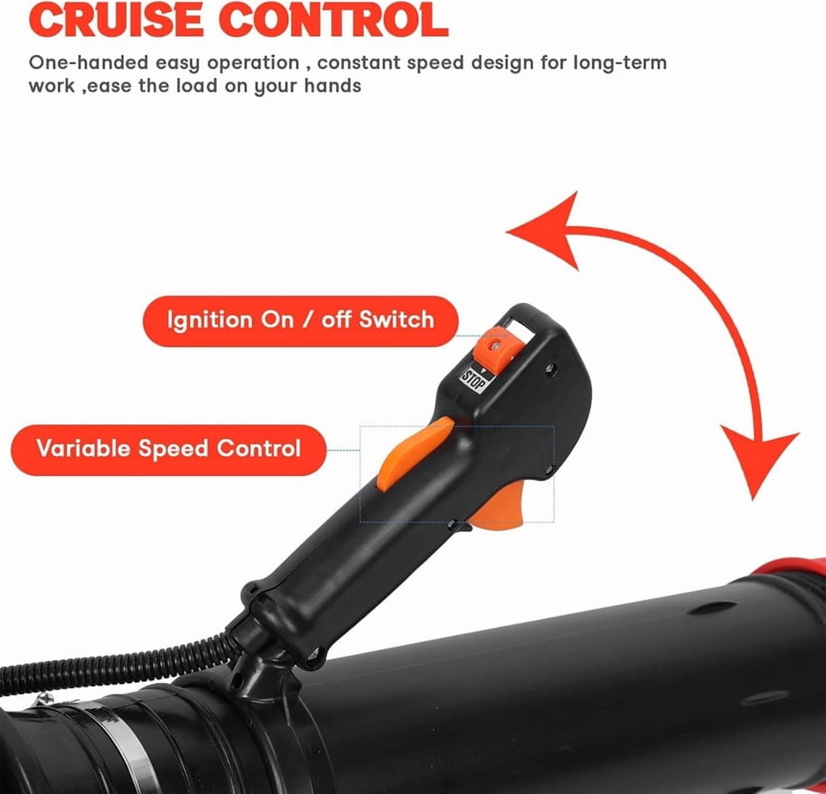 75.6CC Backpack Leaf Blower – Gas Powered 5HP 4-Cycle 900CFM 210MPH High Airflow, Ergonomic Design, Low Vibration, and Cruise Control, Leaf Blower for Lawn Care