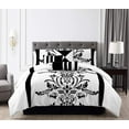 thumbnail image 6 of Chezmoi Collection Contemporary 7-Piece Luxury Flocked Floral Fabric Comforter Set, Full, White, 6 of 6