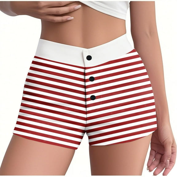 Plebaso Womens Striped Pajama Shorts High Waist Button Sleep Shorts Comfy Loungewear Shorts for Women