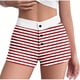 thumbnail image 1 of Pantalones cortos de pijama ajustados de cintura alta con botones y cintura elástica a rayas de verano para mujer, pantalones de poliéster para mujer, 1 of 3