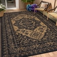 thumbnail image 3 of HIWEAVER 8' x 10' Black/Brown Outdoor Rug PP Plastic Straw Woven Waterproof Patio Rug with Border Portable Outside Carpet for Balcony Deck Picnic Garden Decor, 3 of 7