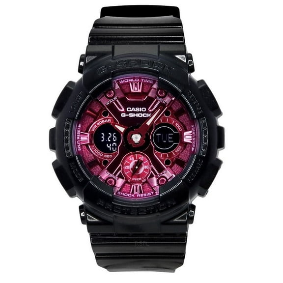 Casio G-Shock Analog Digital Resin Strap Burgundy Dial Quartz GMA-S120RB-1A 200M Women's Watch