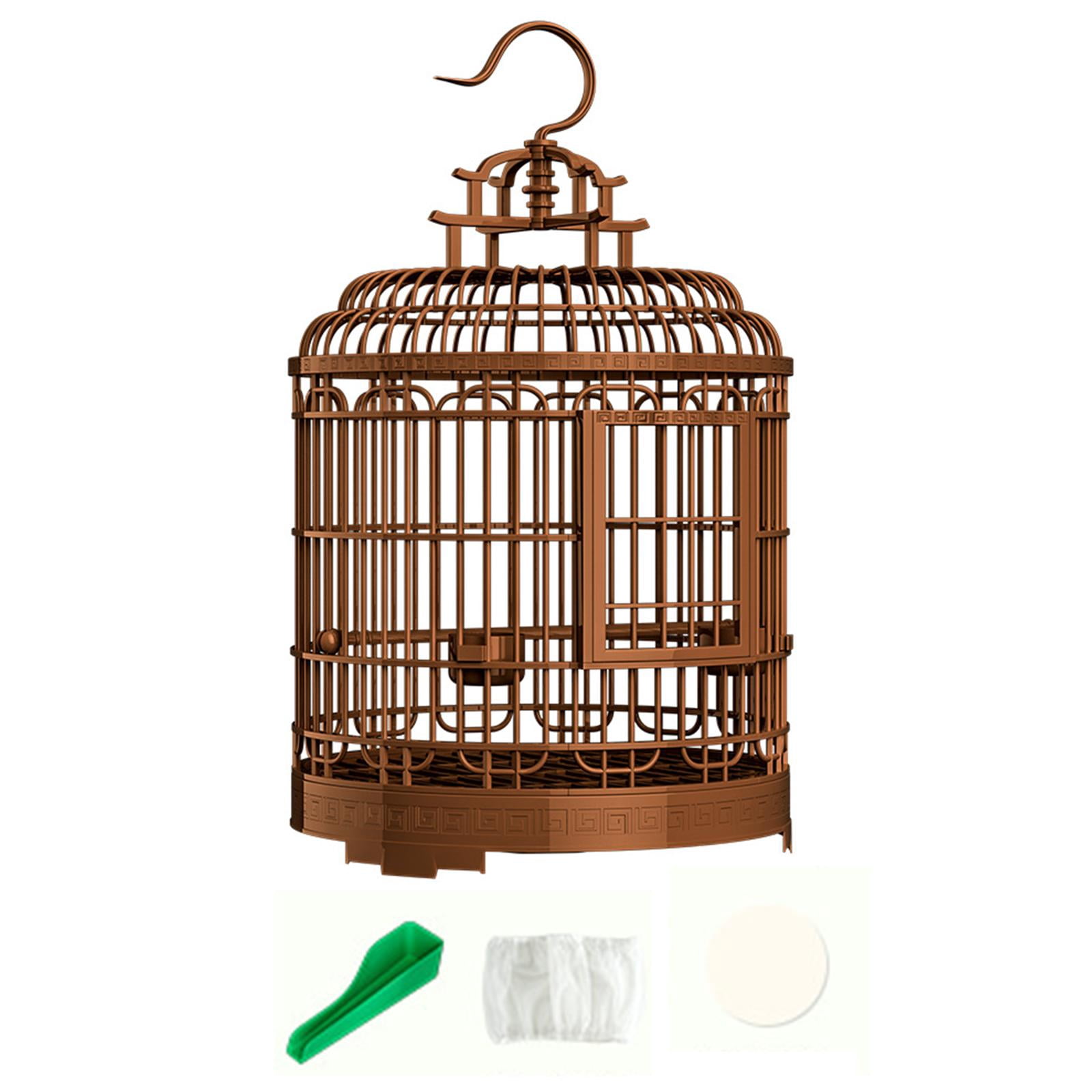 oshhnii Luxury Bird Cage Hanging Hook Parrot Stand Cage for Canary Finches Parakeets B