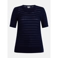 thumbnail image 5 of Scenario Women's and Women's Plus Stripe Sweater with Short Sleeves, Sizes XS-4X, 5 of 5