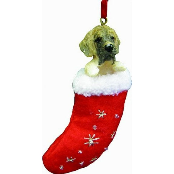 Mastiff Christmas Stocking Ornament with "Santa's Little Pals" Hand Painted