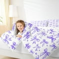 thumbnail image 4 of Manfei Girls Purple Ribbon Full Size Comforter Sets, Cartoon Bowknot Bow-tie Bedding Comforter Set, Princess Bow Style Reversible Bedding Sets, Super Cozy Room Decor, 3-Piece, 4 of 8