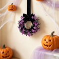 thumbnail image 5 of Halloween Wreath, Halloween Swags Wreaths, Black Cabinet Hanging Wreaths, Halloween Candle Rings for Front Door Home Wall Decor Party Outdoor Indoor Halloween Decorations, Purple, 5 of 6