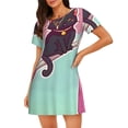 thumbnail image 1 of Disketp Cats On Broomstick para Camisón Corto de Manga Corta para Mujeres, Camisón Cómodo con Escote Redondo, Bonito y Confortable, 1 of 6