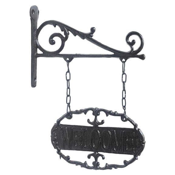 Iron Sign Wall Mounted Welcome Plaque Double Sided Weather Resistant Cast Iron for Entryway Patio Restaurant