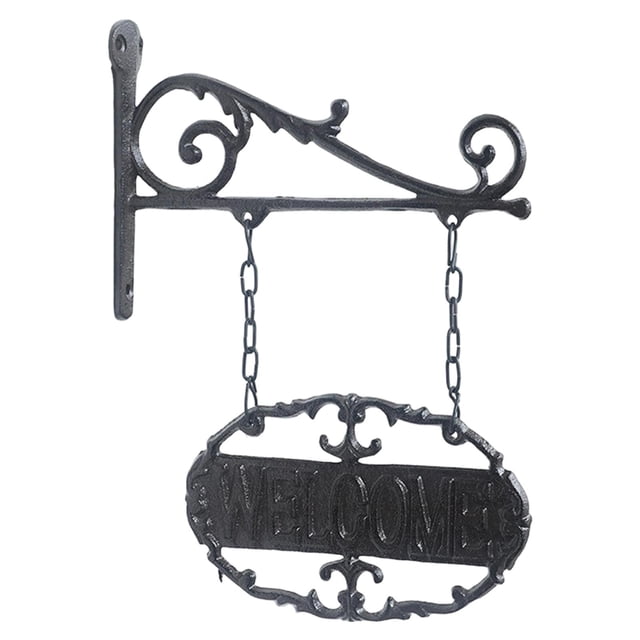 Letrero de bienvenida de hierro para decoración de pared, placa colgante para puerta de entrada de doble , resistente, para tienda, bar, exterior